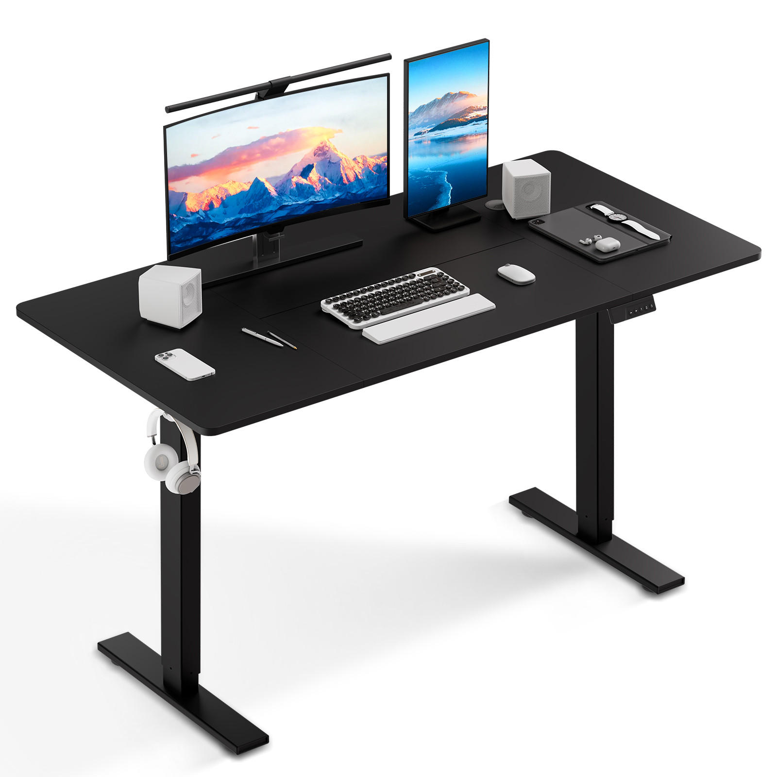 SCHREIBTISCH elektrisch höhenverstellbar 80 x 160 cm, mit Memory- und Kollisionsschutzfunktion - Schwarz, Metall (160/80/117cm) - HOMAVO