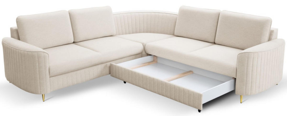 ECKSOFA Creme Loren Mit Schlaffunktion Und Bettkasten - Creme/Weiß, Textil (251/251cm) - Sepro Meble