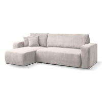 ECKSOFA LUNA mit Schlaffunktion und Bettkasten Cord-Stofff (Beige) - Beige, Textil (244/142cm) - VENASI MÖBEL