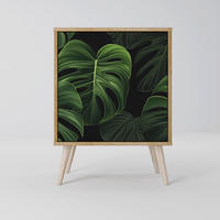 SIDEBOARD INFINITE MONSTERA, Eichefarben, 57,5x42x77,5 cm, Schräge Buchenholzfüße - Eichefarben/Buchefarben, Holzwerkstoff/Buchenholz (57.5/77.5/42cm) - SpaceRebels