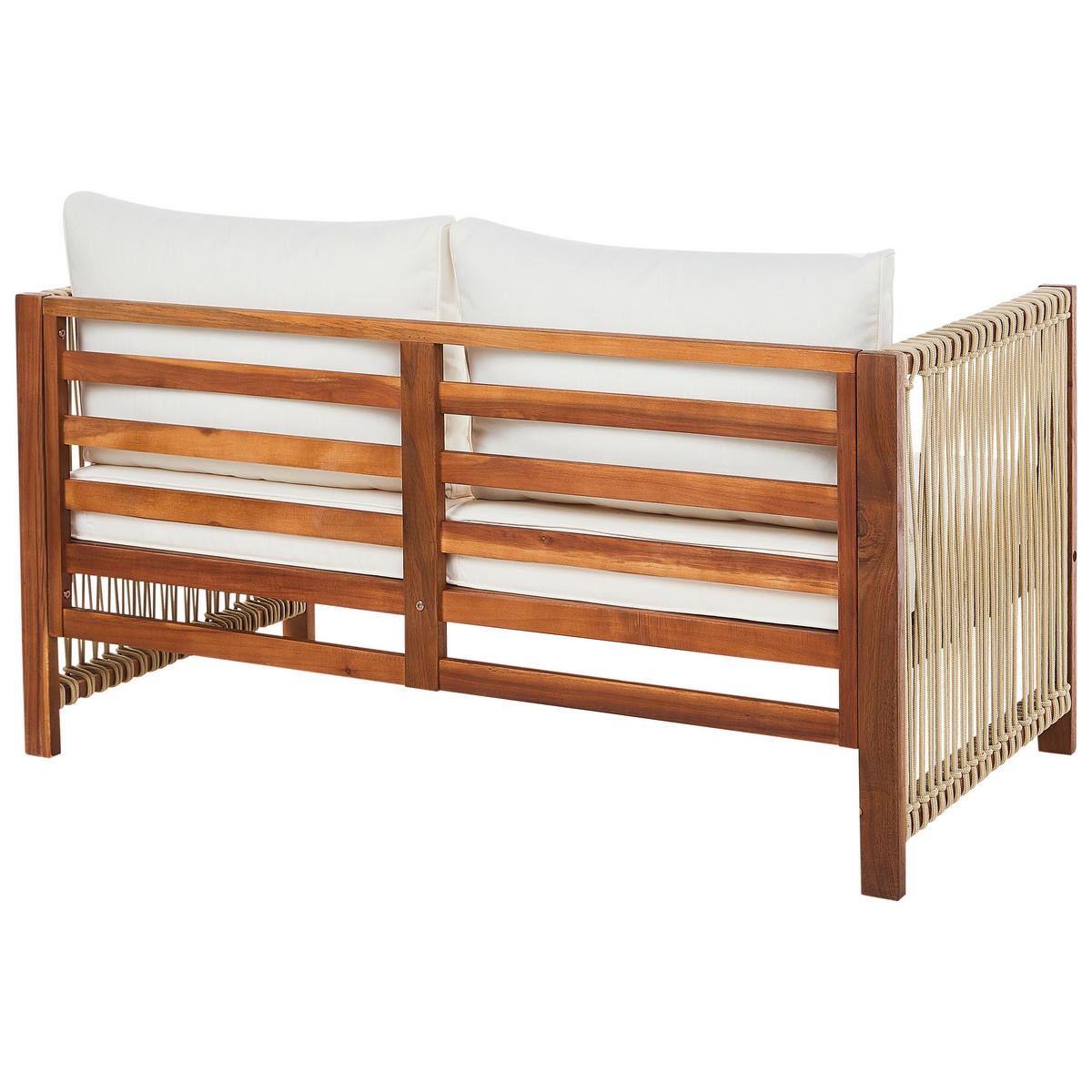 4-SITZER LOUNGE SET Akazienholz Beige Antria - Hellbraun/Beige, Holz - Beliani