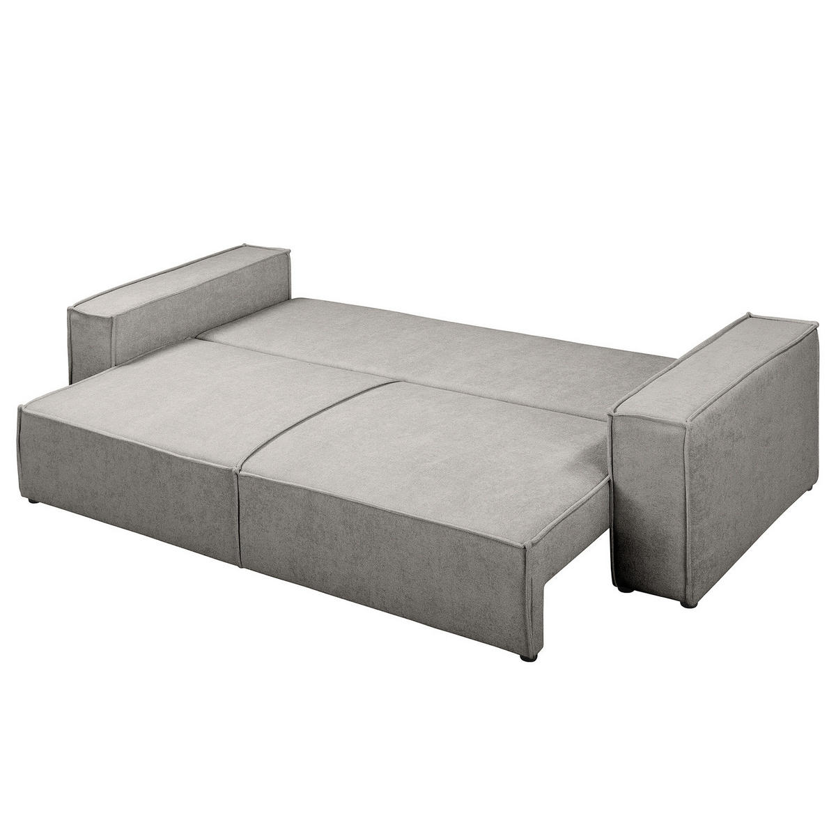 SCHLAFSOFA - Bouclé - Hellgrau/Schwarz, Kunststoff/Textil (255/70/105cm) - home24