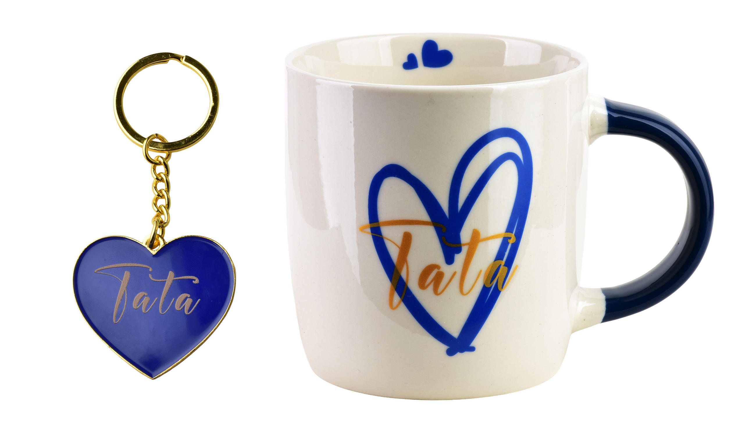 HRNČEK TATA s príveskom, porcelán, 350 ml, 8,5/12/9 cm - modrá, keramika (0.35L) - Mondex