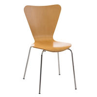 BESUCHERSTUHL Calisso mit Holzsitz und Metallgestell, Farbe: Natura - Chromfarben/Naturfarben, Holz/Metall (42/85/47cm) - TPFLiving