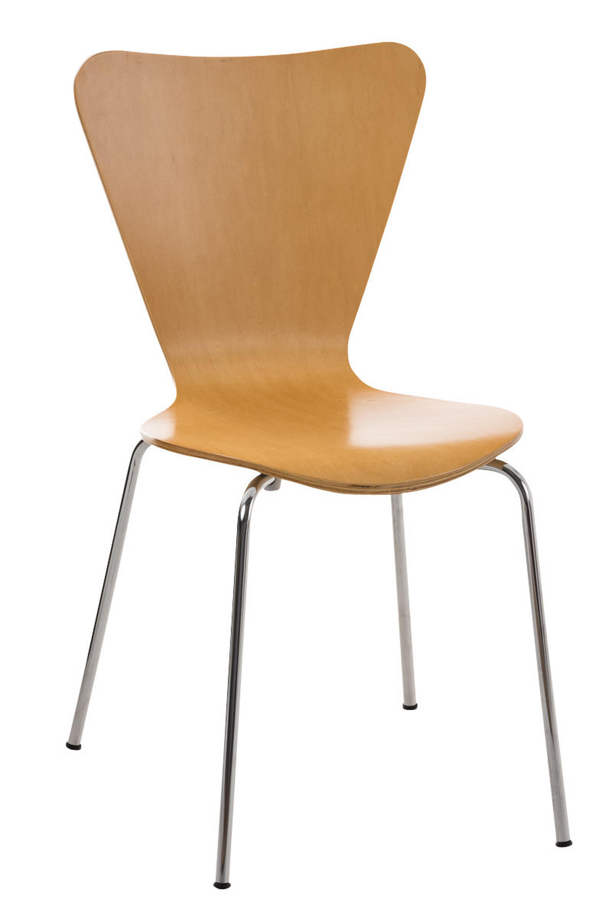 BESUCHERSTUHL Calisso mit Holzsitz und Metallgestell, Farbe: Natura - Chromfarben/Naturfarben, Holz/Metall (42/85/47cm) - TPFLiving