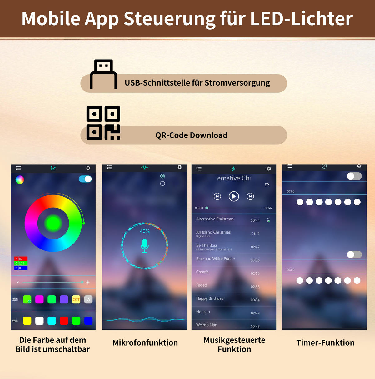 BUFFETSCHRANK mit LED-Lichtleiste 120 x 40 x 188 cm Weiß Holzoptik - Weiß, Glas (40/188/120cm) - Meubliv