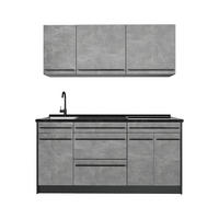 SINGLEKÜCHE R-Line, Beton/Anthrazit, 160 cm Arbeitsplatte Anthrazit - Anthrazit/Grau, Holzwerkstoff (160/81.6/60cm) - Vicco