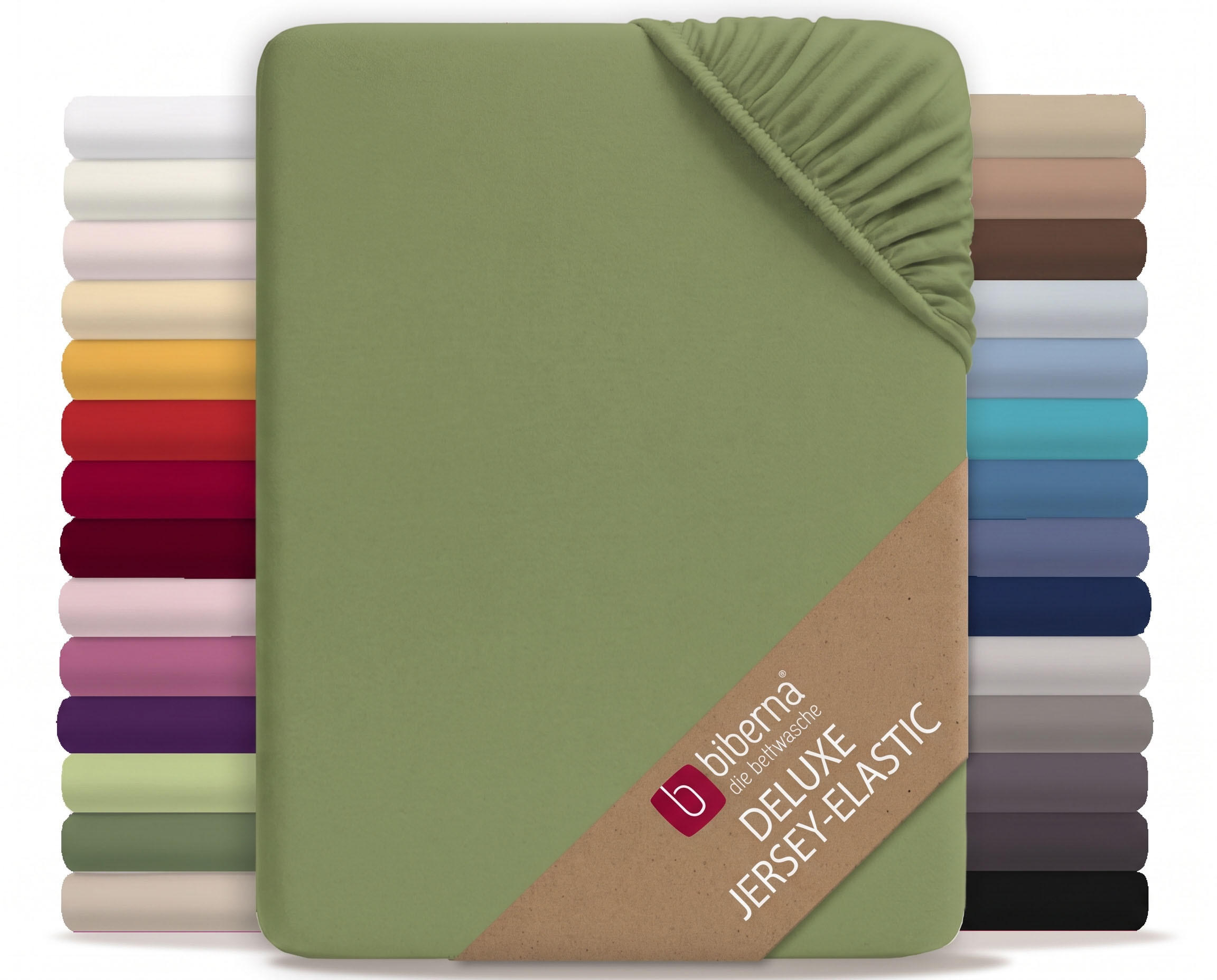 SPANNBETTTUCH Deluxe Jersey fichte, 90x190 cm - 100x220 cm - Dunkelgrün, Textil (100/220cm) - biberna