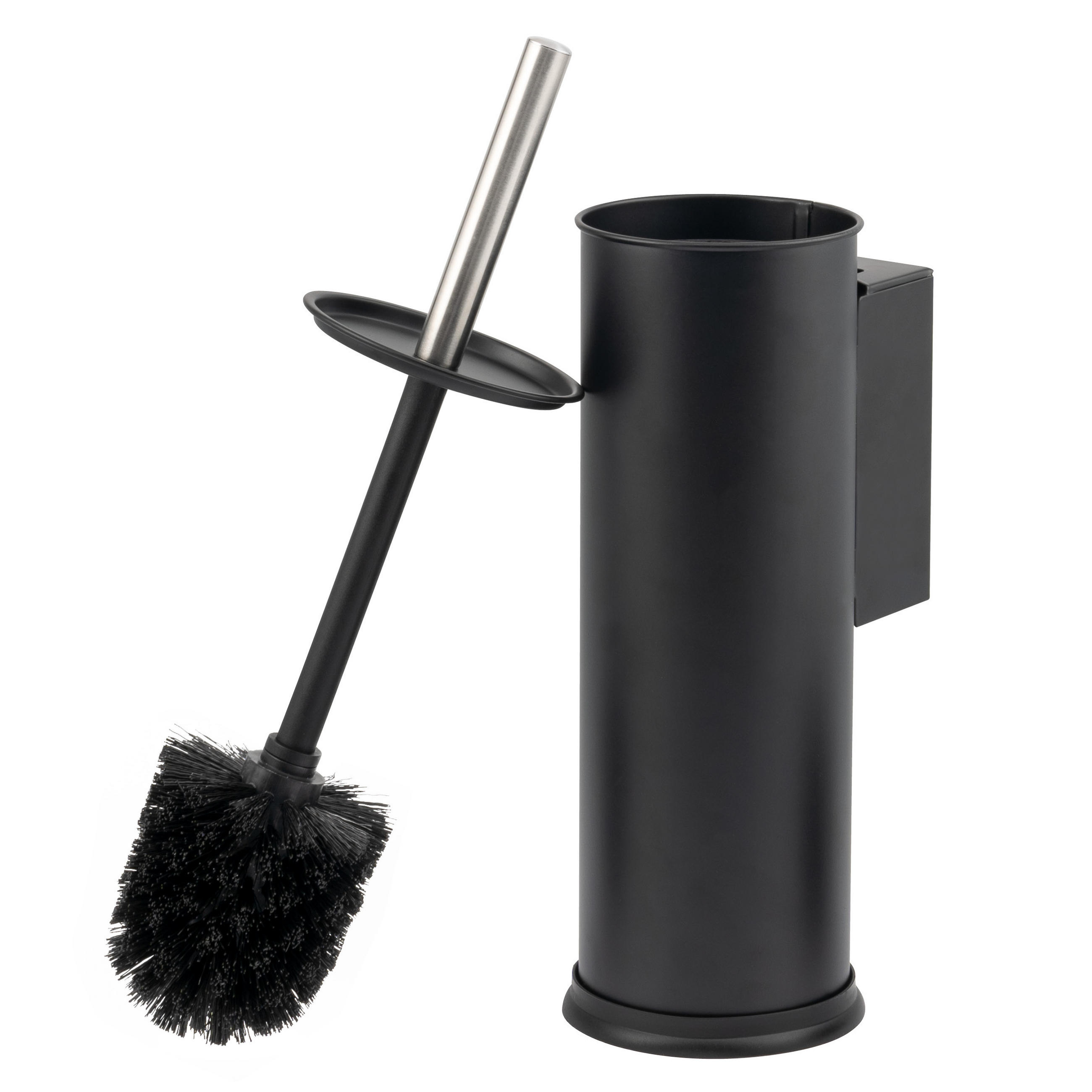 WC-GARNITUR inkl. Wandhalterung - Schwarz, Metall (10/39/13.5cm) - bremermann