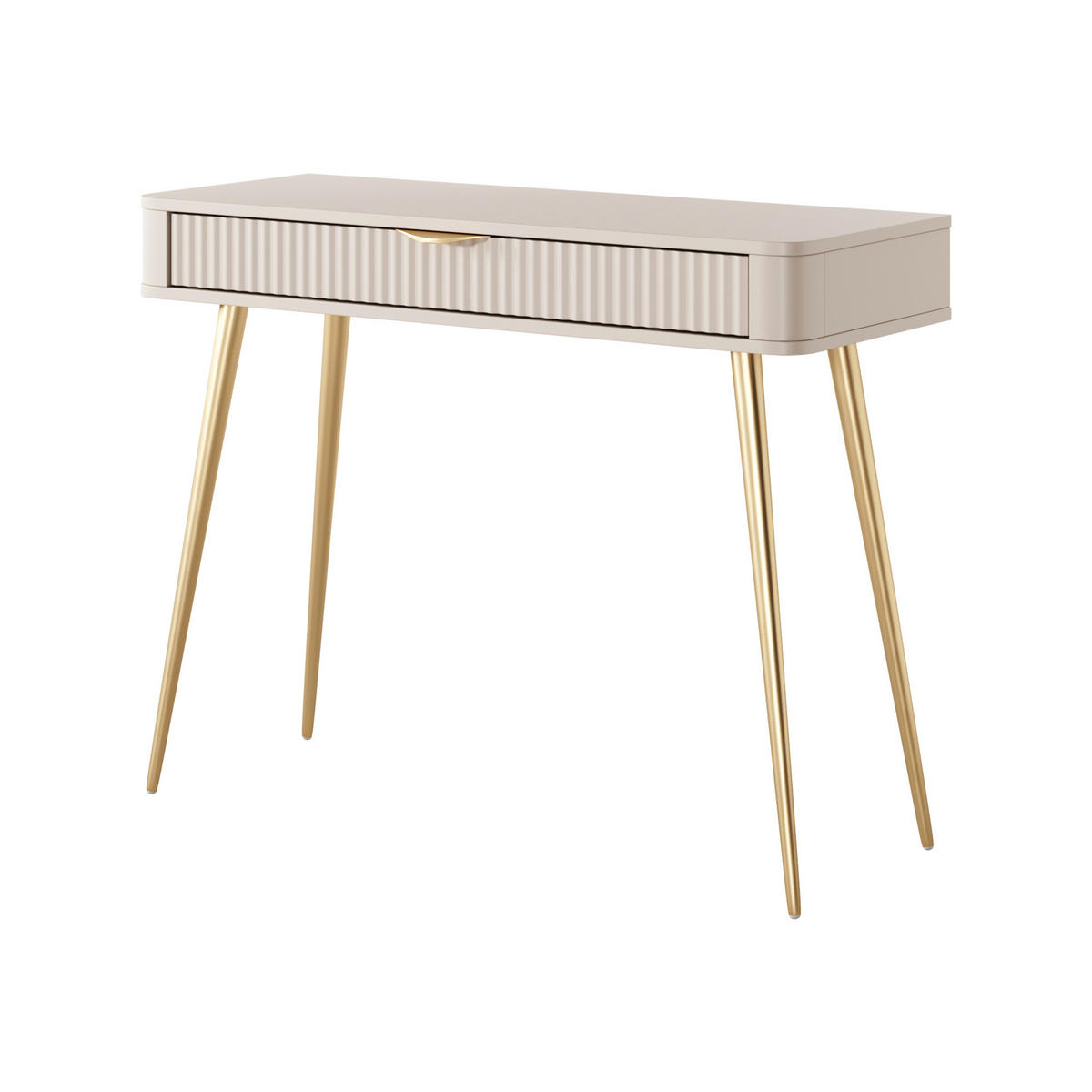 SCHMINKTISCH LEKNES TOA1 Reliefierte Fronten aus MDF-Platte Beige Beige - Beige, Holzwerkstoff (100/38/78cm) - Komodee