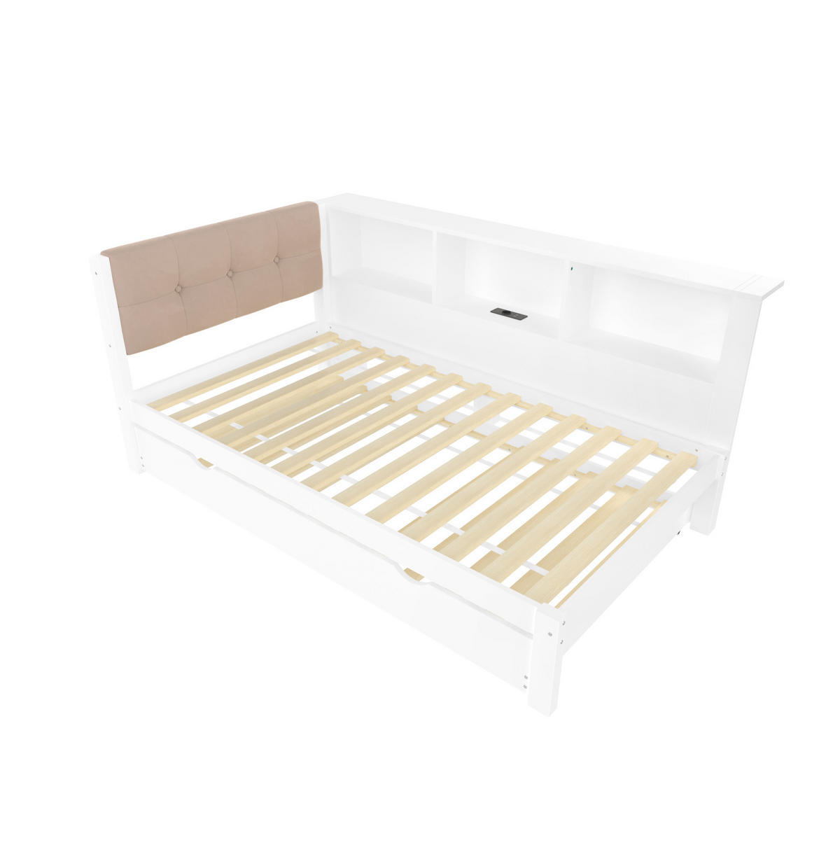 POLSTERBETT 90/200 cm in Weiß mit LED-Beleuchtung und USB-Anschluss - Weiß, Holz (90/200cm) - Flora Grace