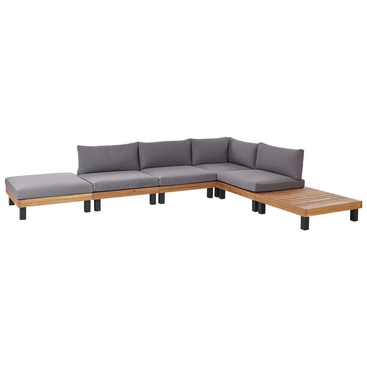LOUNGE-SET 5-Sitzer Grau Frazzano - Hellbraun/Grau, Holz - Beliani