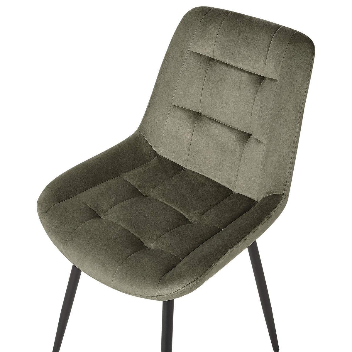 ESSZIMMERSTUHL 2er-Set Samtstoff olivgrün Melrose - Schwarz/Grün, Textil (55/85/61cm) - Beliani