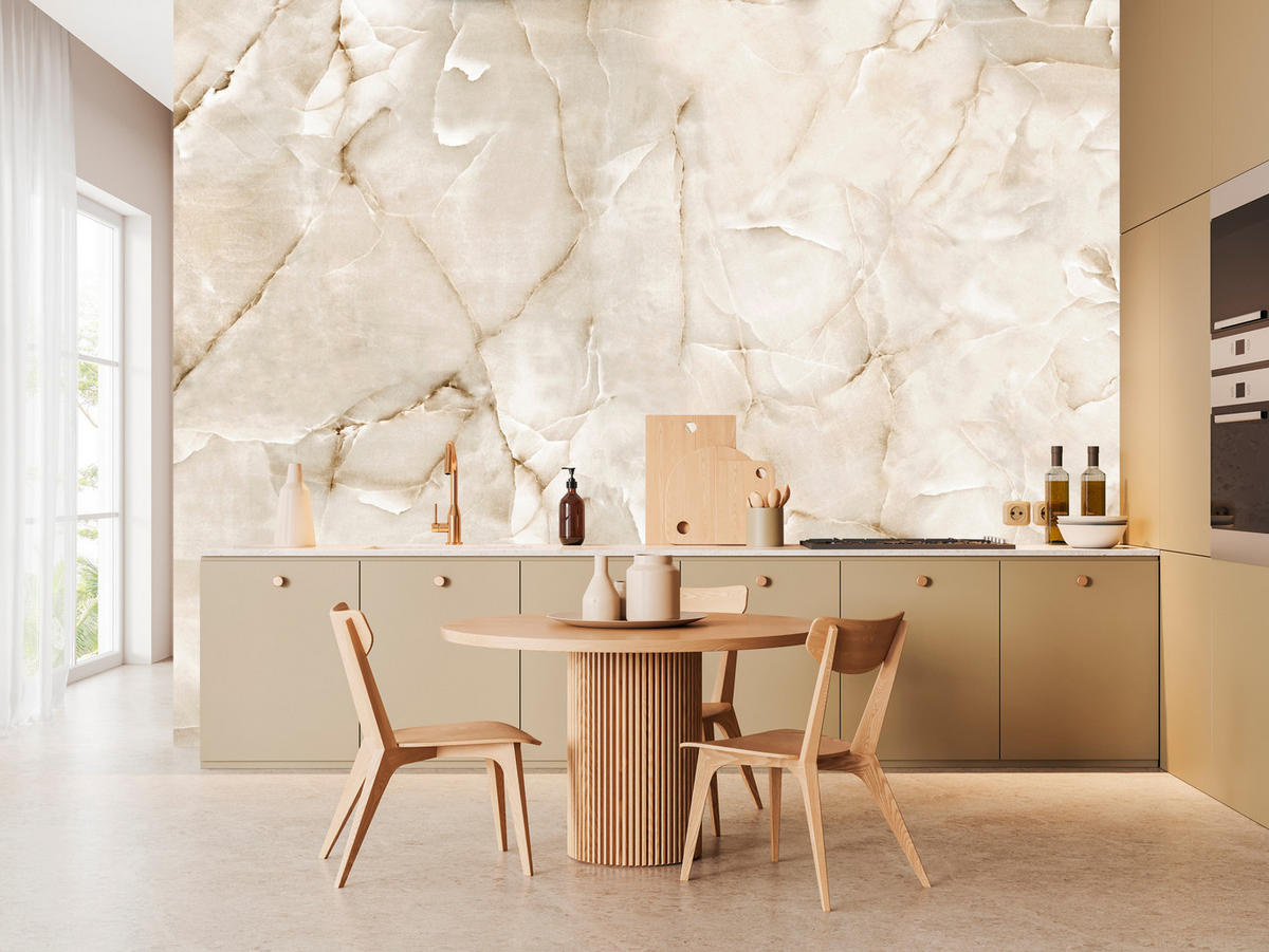 FOTOTAPETE für Wohnzimmer Beige Marmor Muster Stein 300x210 - Beige, Papier (300/210cm) - Muralo