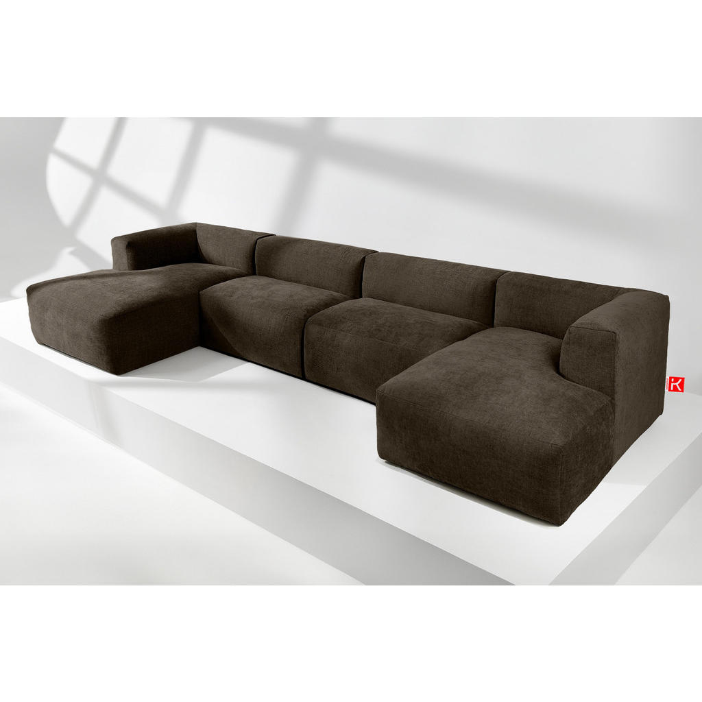 Thumbnail - Konsimo® Panorama-Ecksofa, Braun, Textil, U-Form,Freiform, 424x73x180 cm, Wohnzimmer, Sofas & Couches, Wohnlandschaften,...