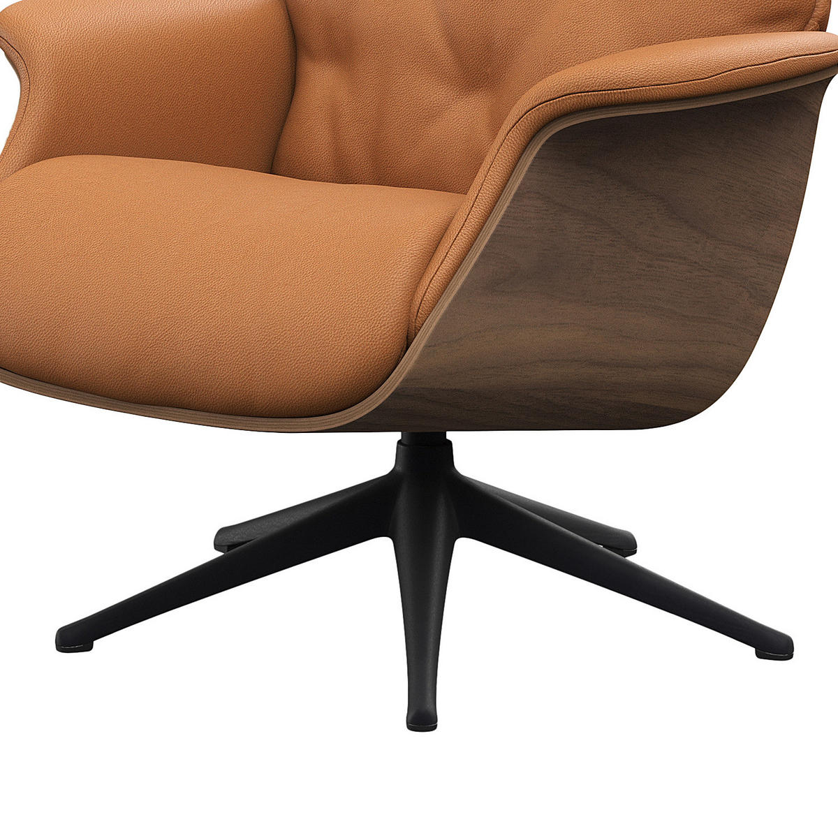 RELAXSESSEL - Echtleder - Cognac/Schwarz, Leder/Metall (83/118/83cm) - home24