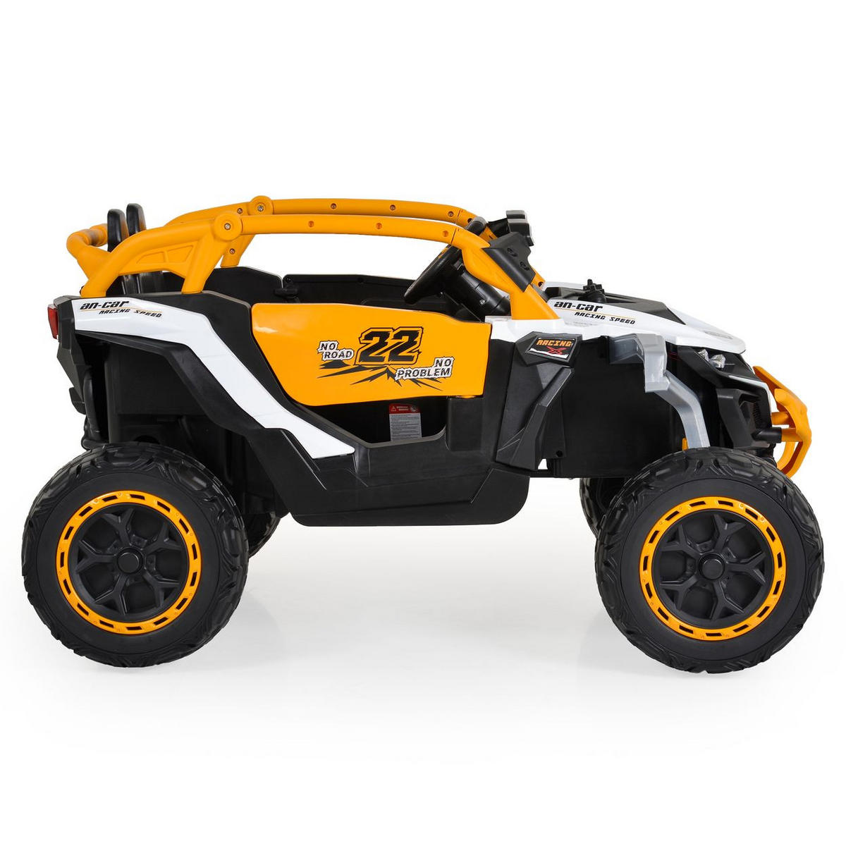 KINDERELEKTROAUTO SUV Arizona weiß orange EVA-Reifen Fernbedienung Lichter Musik - Orange/Weiß, Kunststoff (115/72/62cm) - Moni