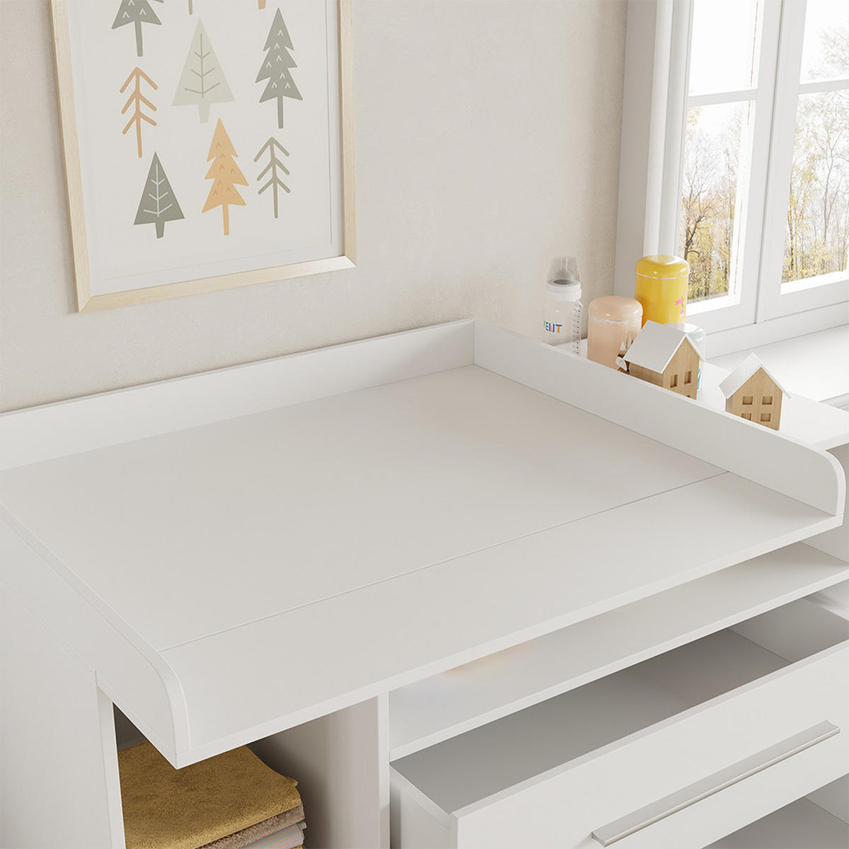 WICKELKOMMODE Paula Weiß 110 x 93.5 cm mit Wickelaufsatz - Weiß, Holzwerkstoff (110/93.5/53cm) - Vicco