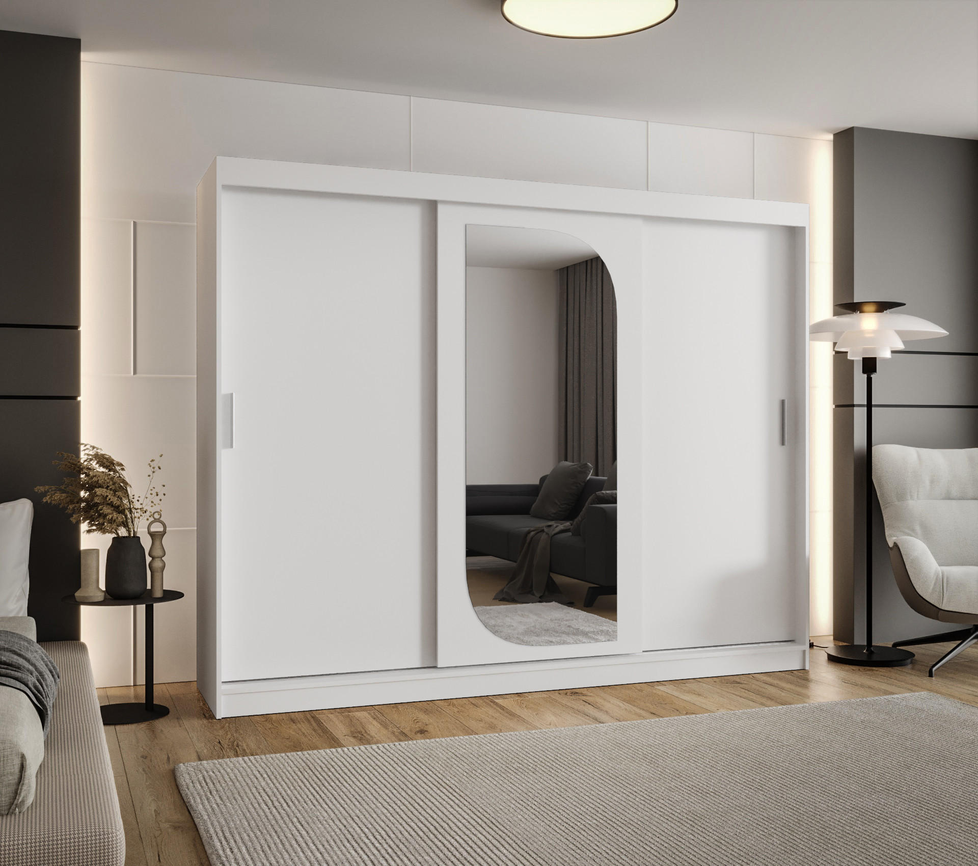 SCHWEBETÜRENSCHRANK 200/250/62 3-türig - Silberfarben/Weiß, Holz (250/200/62cm) - MÖBEL KRYSPOL