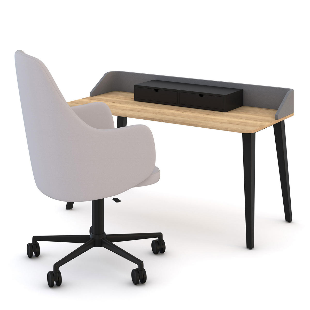 SCHALENSTUHL Consento Triest High Back gepolstert mit Rollen Hellgrau - Hellgrau, Textil (56/98/48cm) - ASSMANN