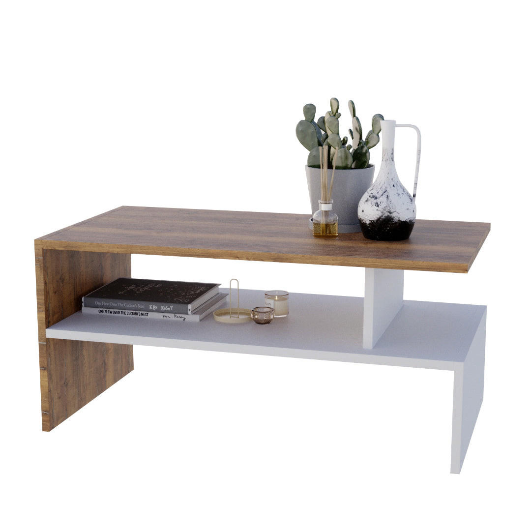 COUCHTISCH JULA 93 - Alteiche/Weiß, Holz (50/93/45cm) - Mat-Haus