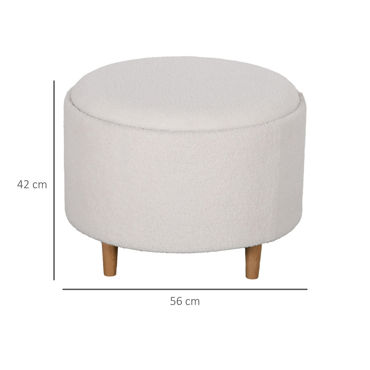 SITZHOCKER, Polsterhocker, Weiß - Weiß, Kunststoff (56/42/56cm) - HOMCOM