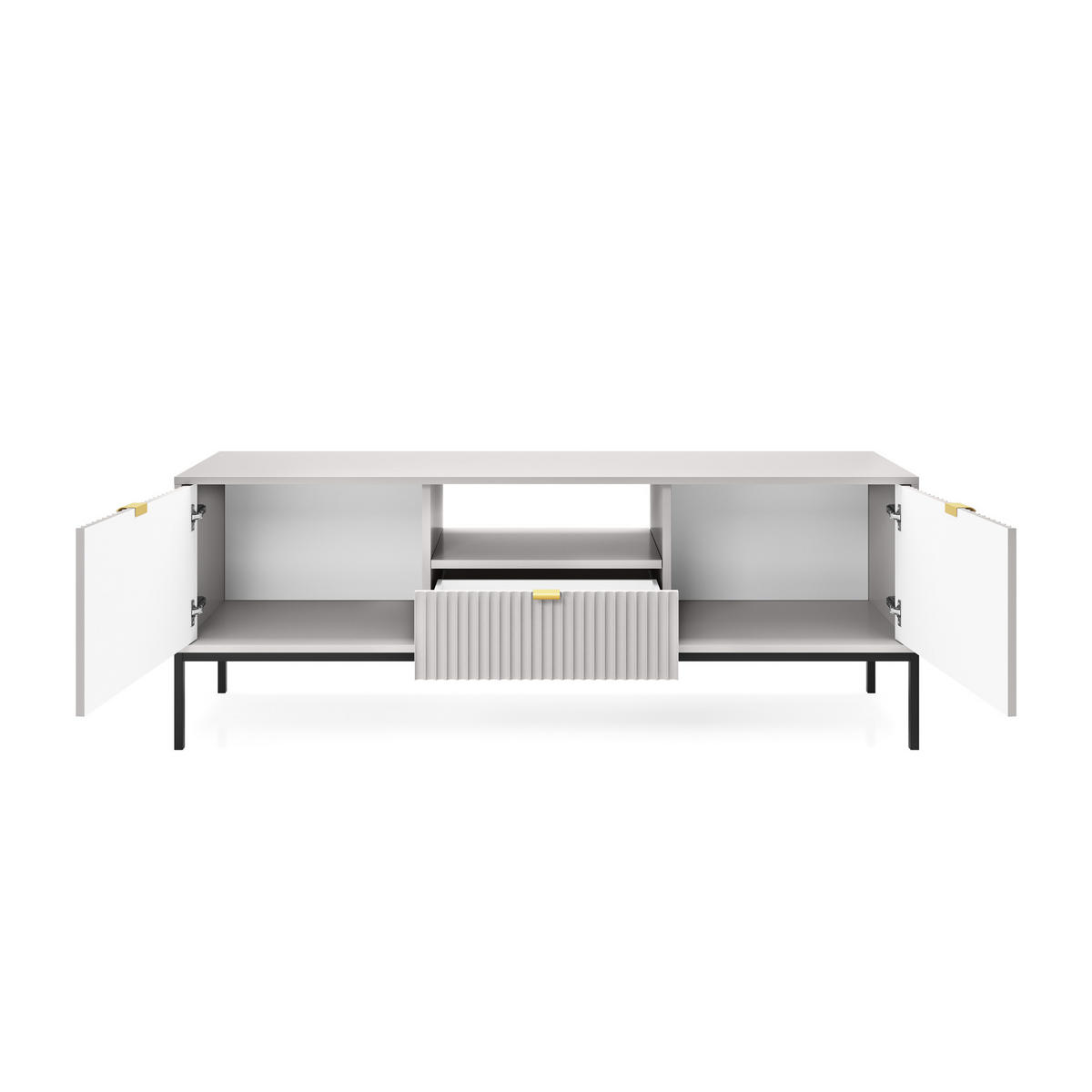 TV-SCHRANK Vellore Grau 154 cm - Goldfarben/Schwarz, Holzwerkstoff/Metall (154/56/39cm) - Selsey