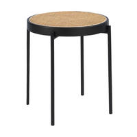 ECKTISCH Runder aus Rattan, schwarzem Holz und schwarzem Stahl Ø52/52 cm - Schwarz/Naturfarben, Naturmaterialien/Holzwerkstoff (52/52/52cm) - ANGEL CERDA