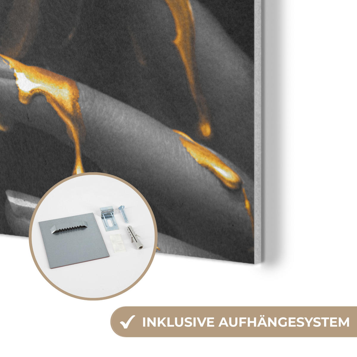 AKUSTIKPANEEL Frau - Schwarz - Gold - Gesicht - Lippen 100x70 cm - Goldfarben, Textil (100/0.9/70cm) - MuchoWow