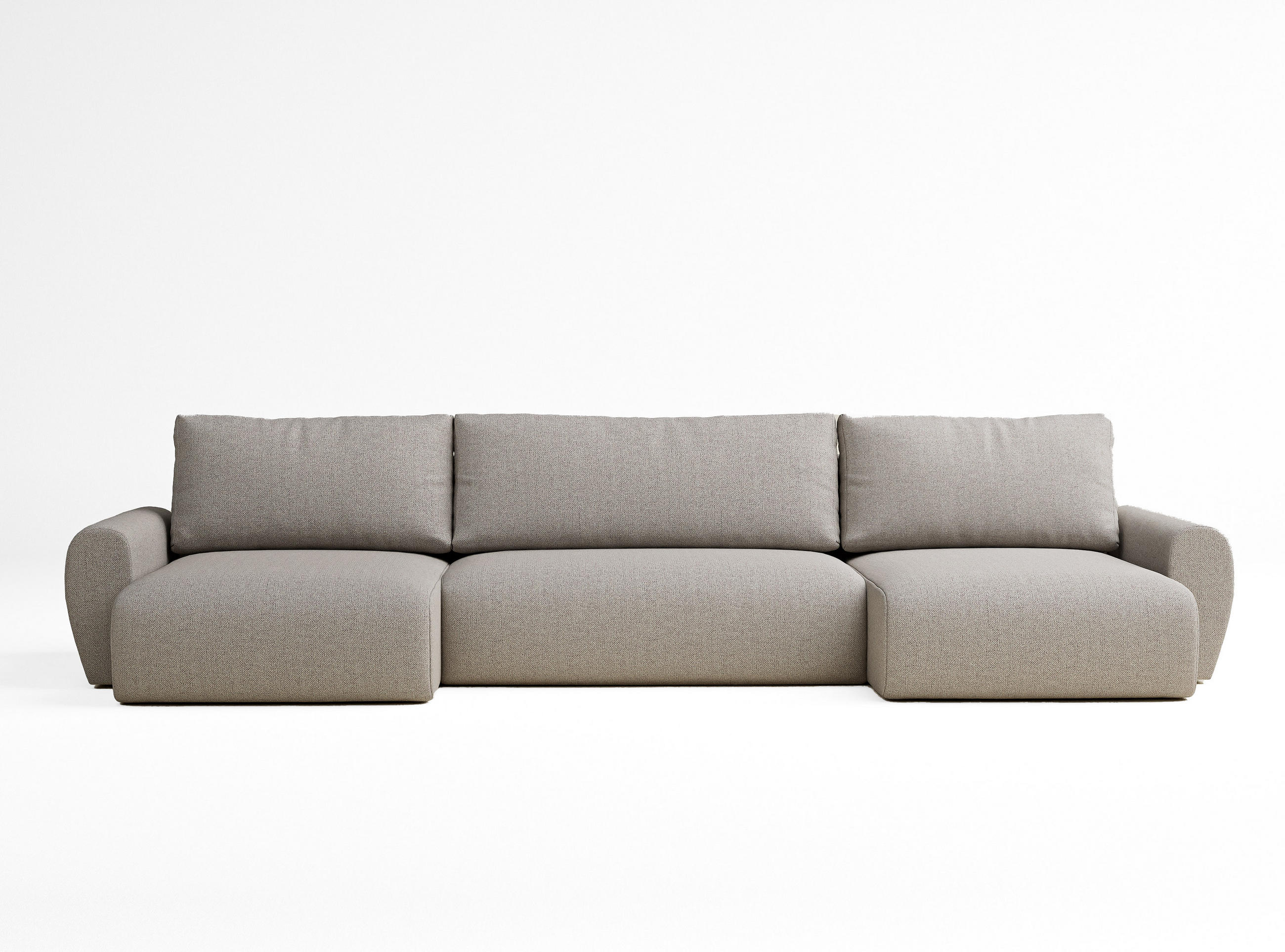 WOHNLANDSCHAFT MIT SCHLAFFUNKTION Numba Seidengrau Webstoff - Beige/Schwarz, Holz/Holzwerkstoff (397/70/153cm) - Maison de Reve