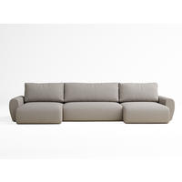 WOHNLANDSCHAFT MIT SCHLAFFUNKTION Zaya Seidengrau Webstoff - Beige/Schwarz, Holz/Holzwerkstoff (397/70/153cm) - Maison de Reve