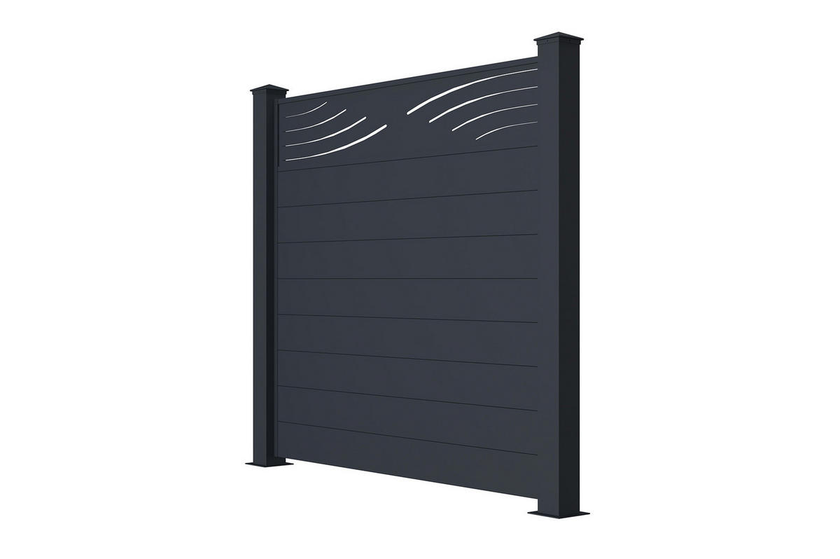 SICHTSCHUTZZAUN 3er-Set Veleta grau 1,9m H.170cm aluminium - Grau, Metall (567/166cm) - Casanoov