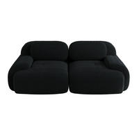 MODULARES Ecksofa rahmenlos mit geschwungenen Armlehnen und rutschfester Unterseite, Schwarz - Schwarz, Textil (208/103cm) - Redom