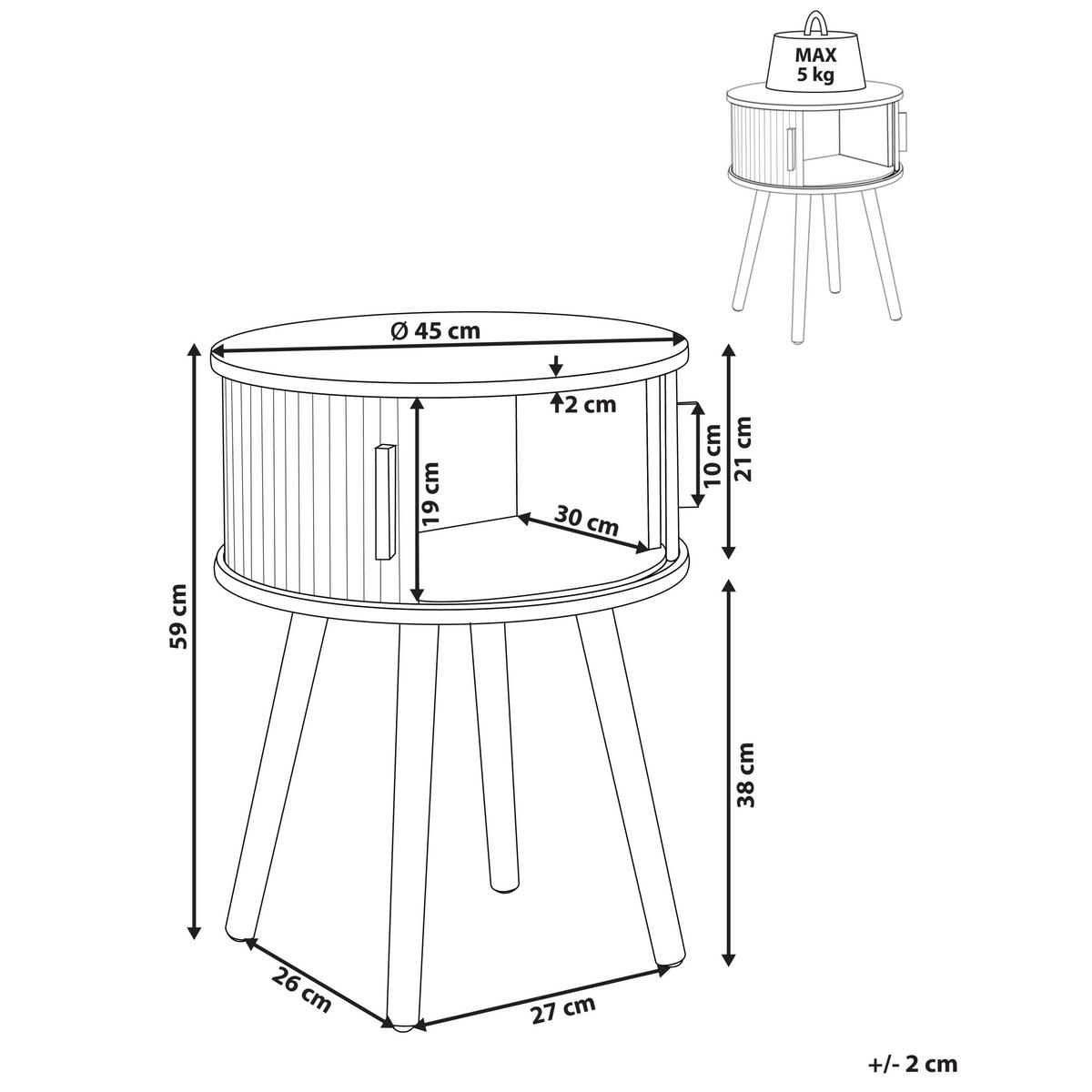 NACHTTISCH Braun Selah - Braun, Holzwerkstoff (45/45/59cm) - Beliani