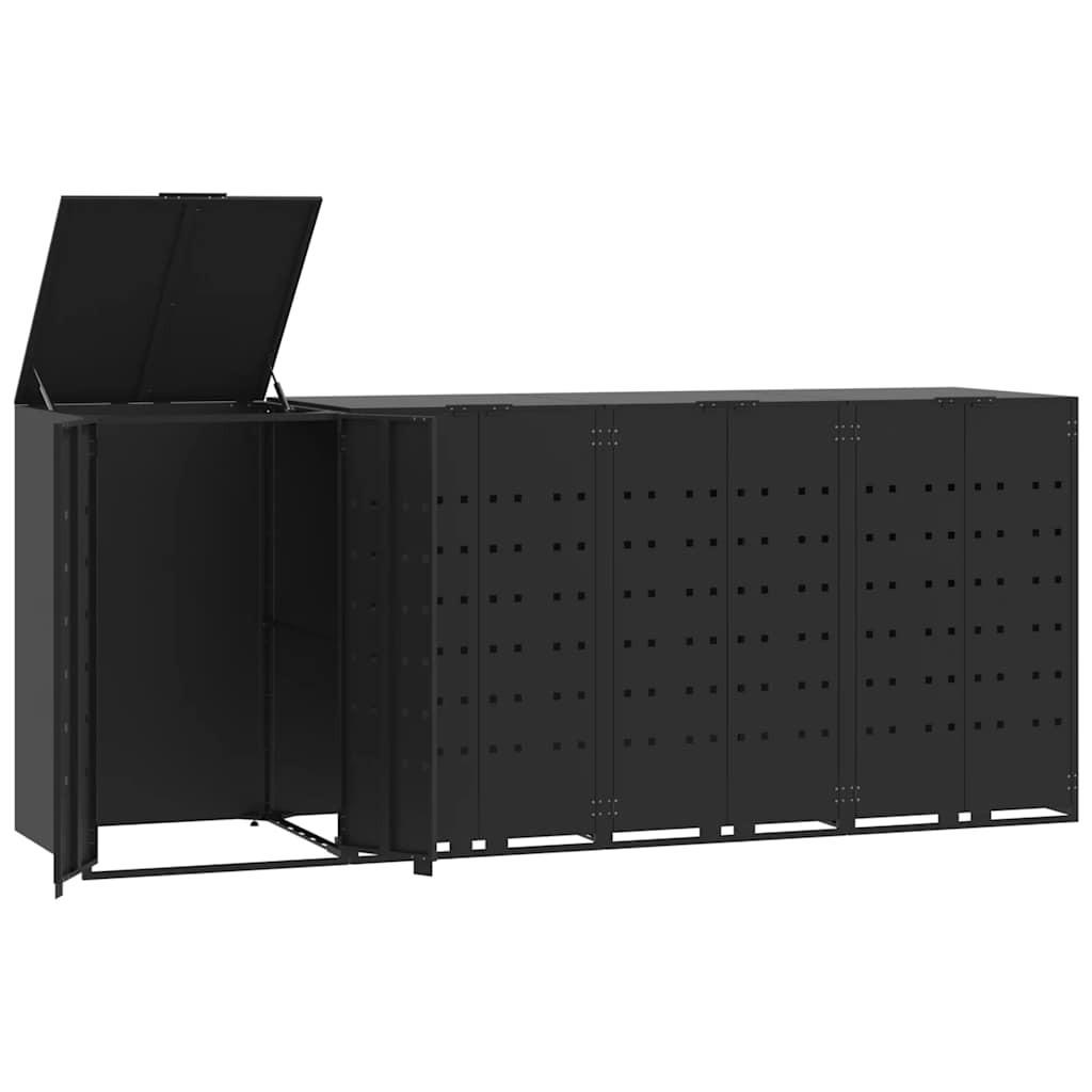 MÜLLTONNENBOX Gorilo für 4 Tonnen Schwarz 276x79x117 cm - Schwarz, Metall (276/117/79cm) - DELUKE