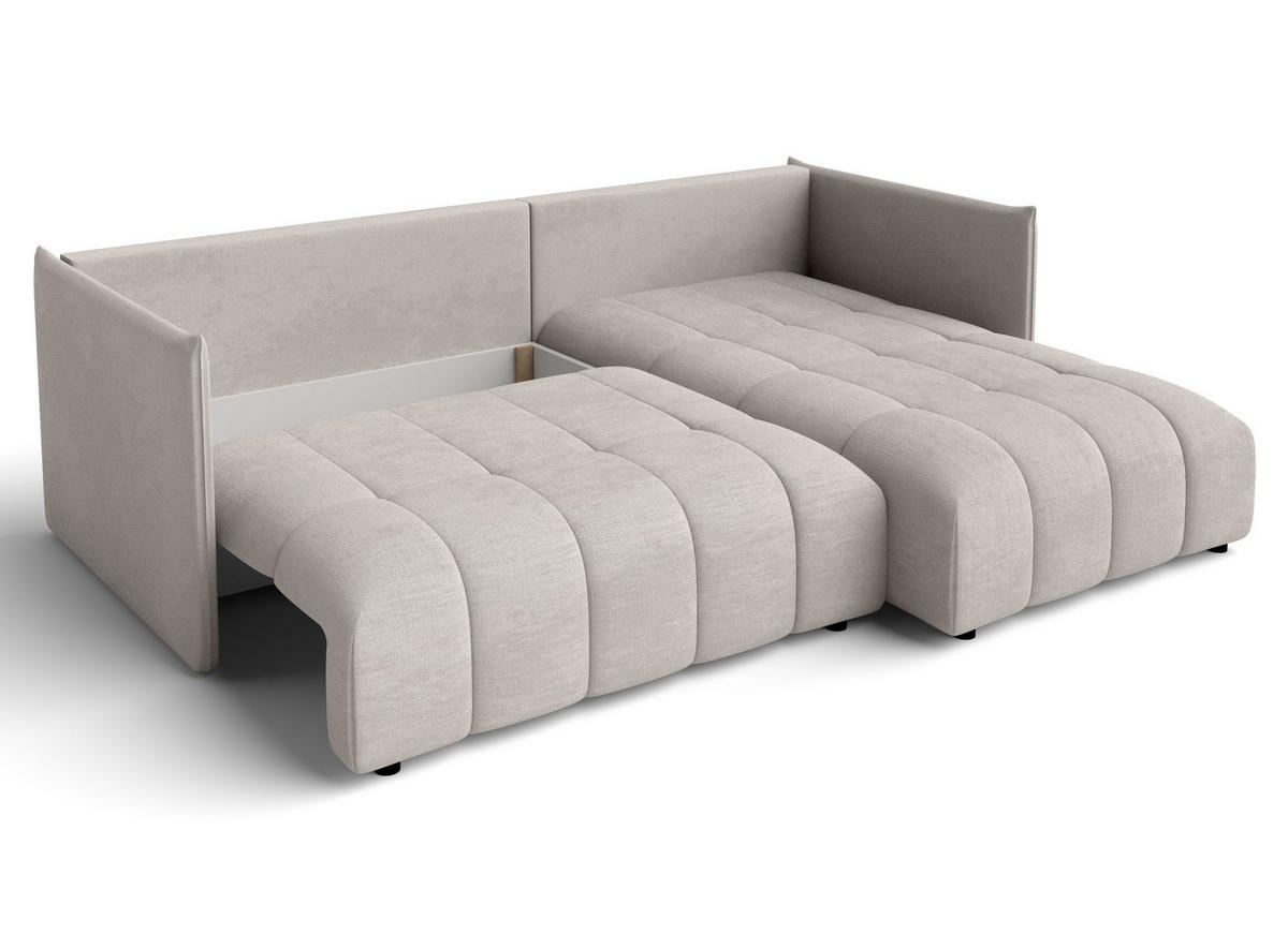 ECKSOFA L Form Cosmova Beige 245/182/83 cm mit Schlaffunktion - Beige/Schwarz, Kunststoff/Textil (245/182cm) - AX Living