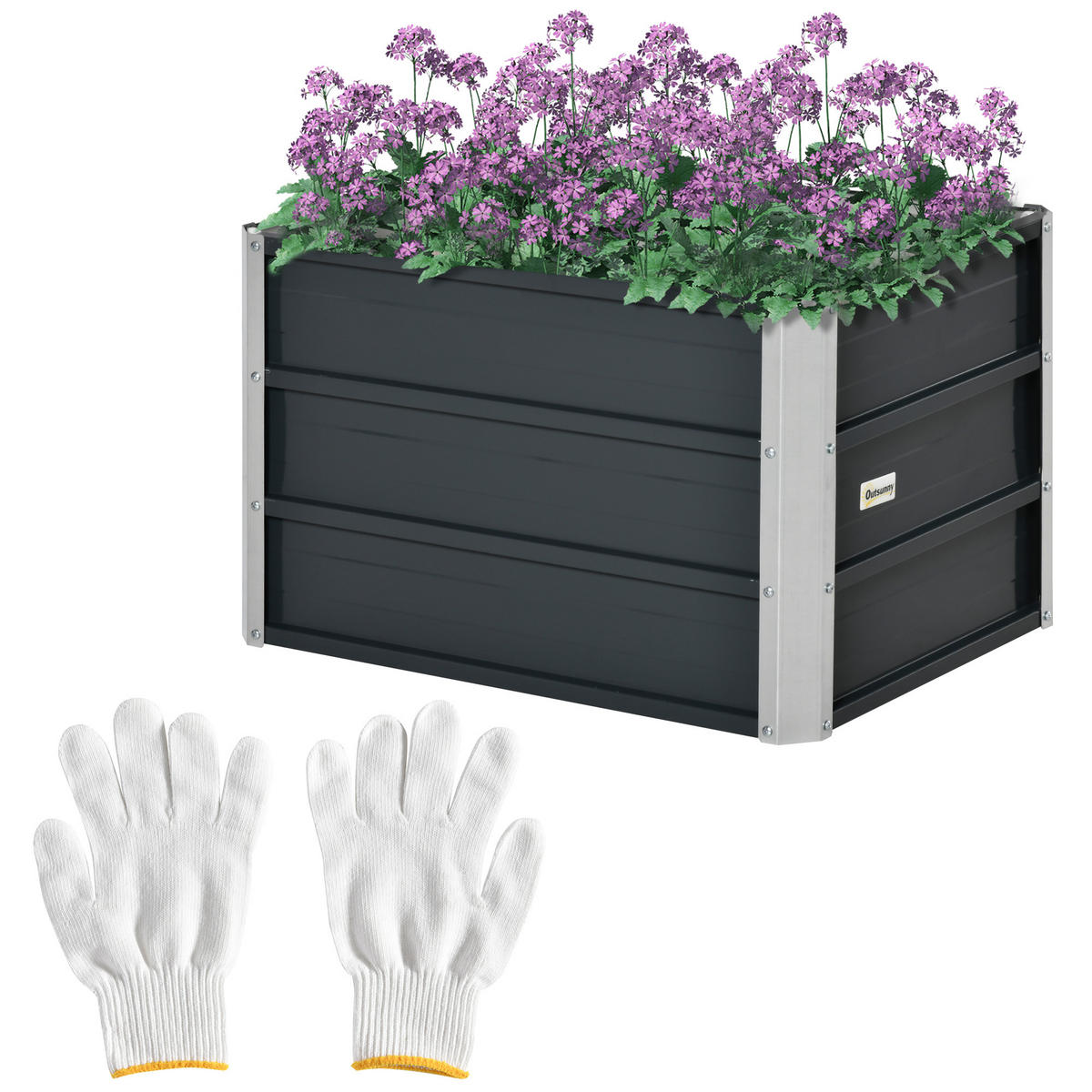 HOCHBEET DE-05330 Stahl, mit Handschuhen Dunkelgrau - Dunkelgrau, Metall (66/40/47cm) - ComfortXL