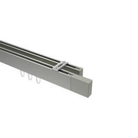 INNENLAUF-GARDINENSTANGEN-SET Smartline Lox 320 cm (geteilt in 2 x 160 cm), 2-läufig, 14x35 mm Edelstahl-Optik - Edelstahlfarben, Metall (320cm) - INTERDECO
