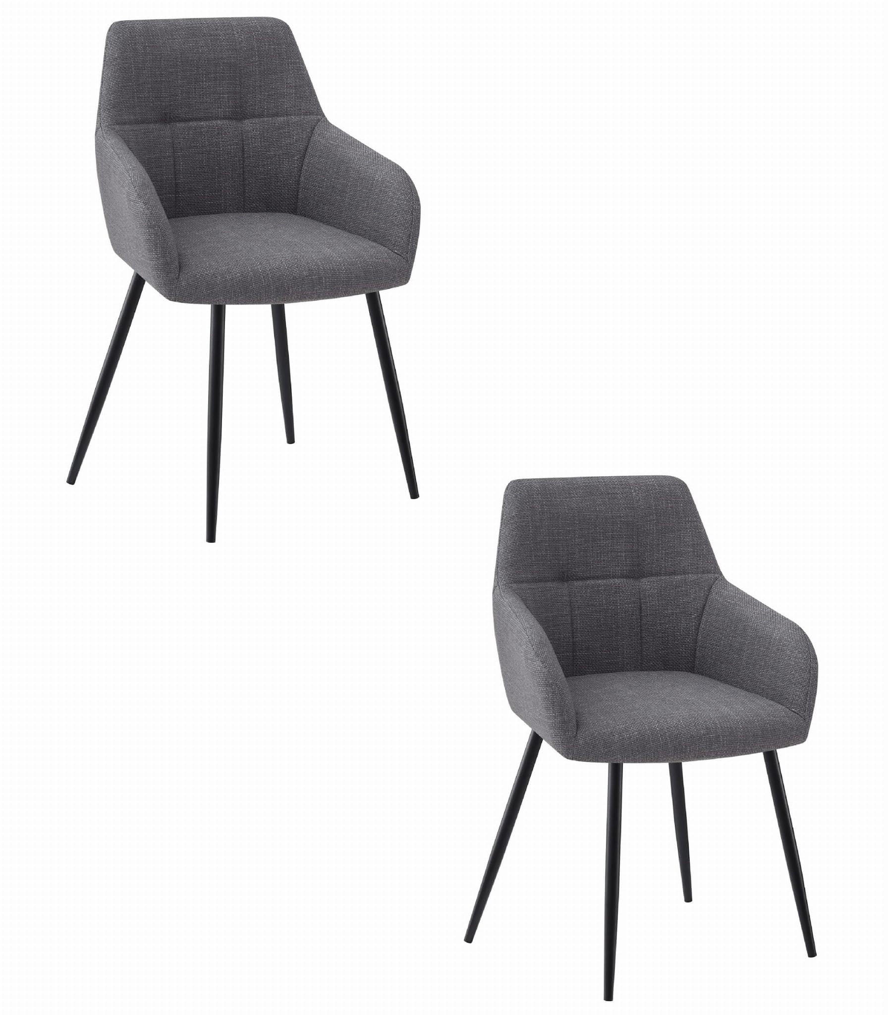 ESSZIMMERSTÜHLE 2er Set Dunkelgrau, Bequem Für Wohnzimmer, Küche Oder Büro - Grau, Textil (58/86/61cm) - Best For Home