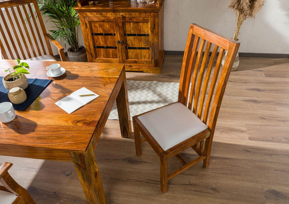 STUHL Akazie 43x50x109 honig lackiert OXFORD #030 - Braun, Holz (43/109/50cm) - Massivmoebel24