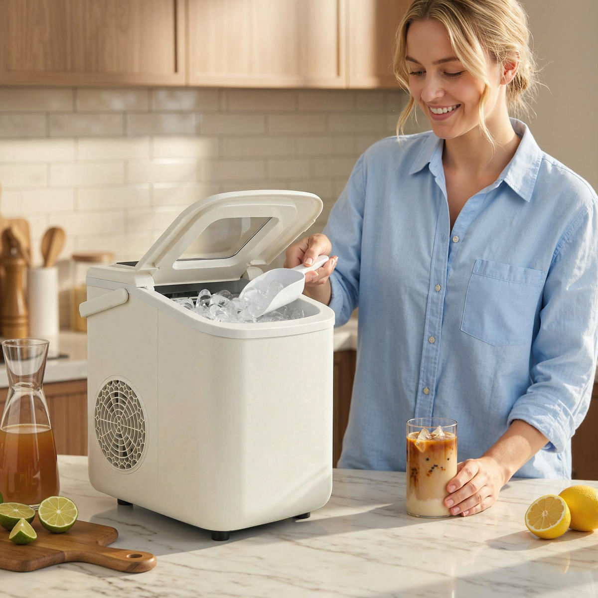 EISWÜRFELMASCHINE Kunststoff Beige - Beige, Kunststoff (22.6/29.9/28.3cm) - HOMCOM