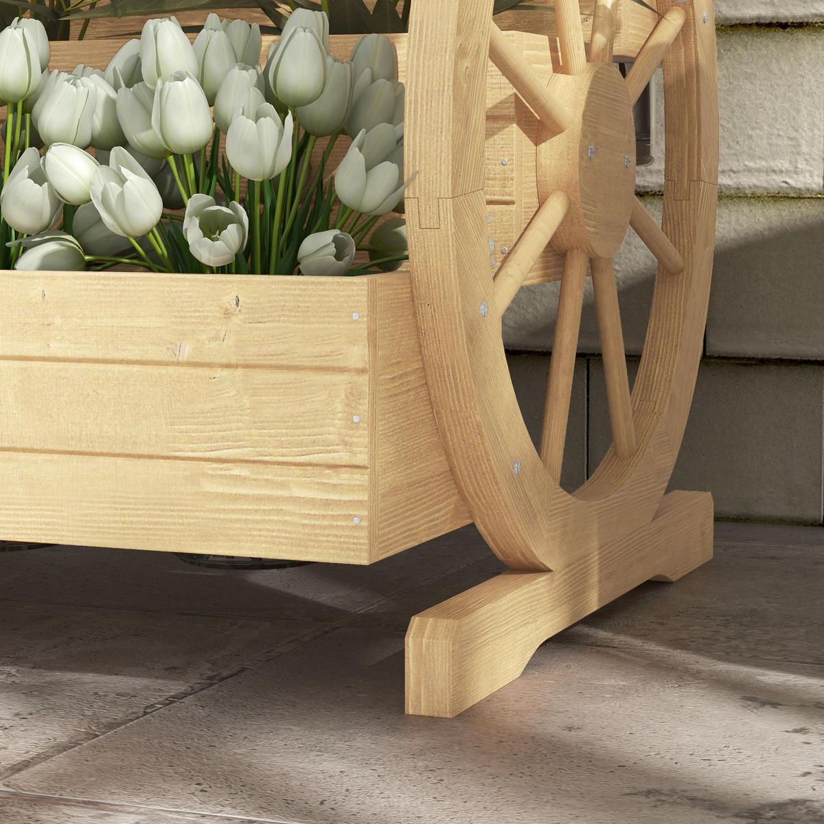 HOCHBEET 3-Stufig DE-12151 mit 2 Wagenrädern, 62/61/57 cm Natur - Naturfarben, Holz (62/57/61cm) - ComfortXL
