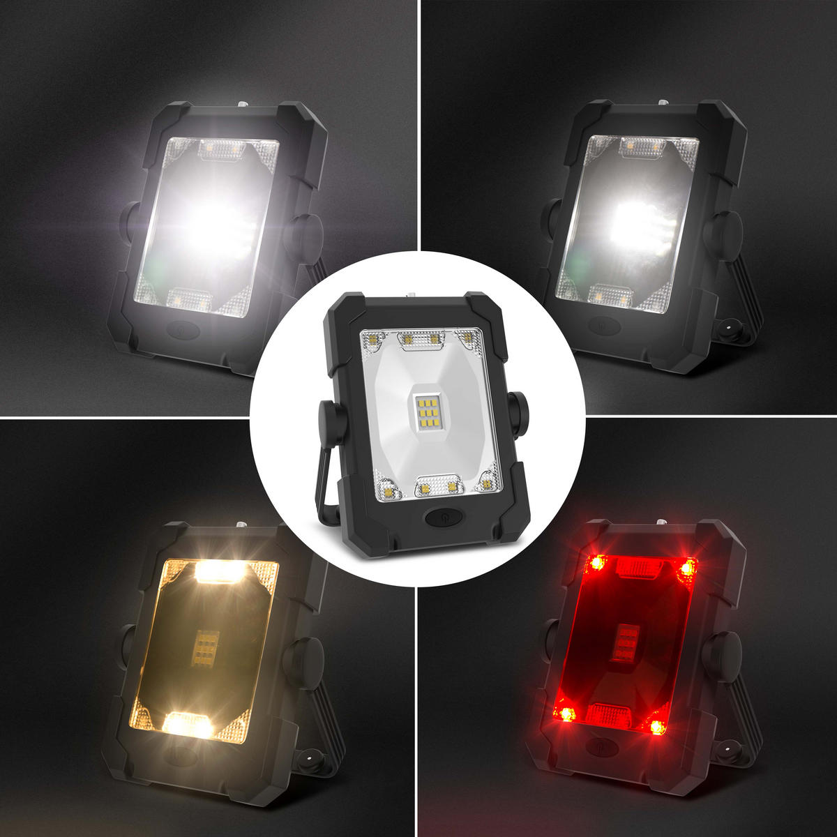 SOLAR-AKKU-OUTDOOR-ARBEITSLEUCHTE - vielseitige Campingleuchte mit Powerbank und LED Strahler für Nachtgebrauch, 2er-Set - Schwarz, Kunststoff (3.5/12.6/16.6cm) - Northpoint