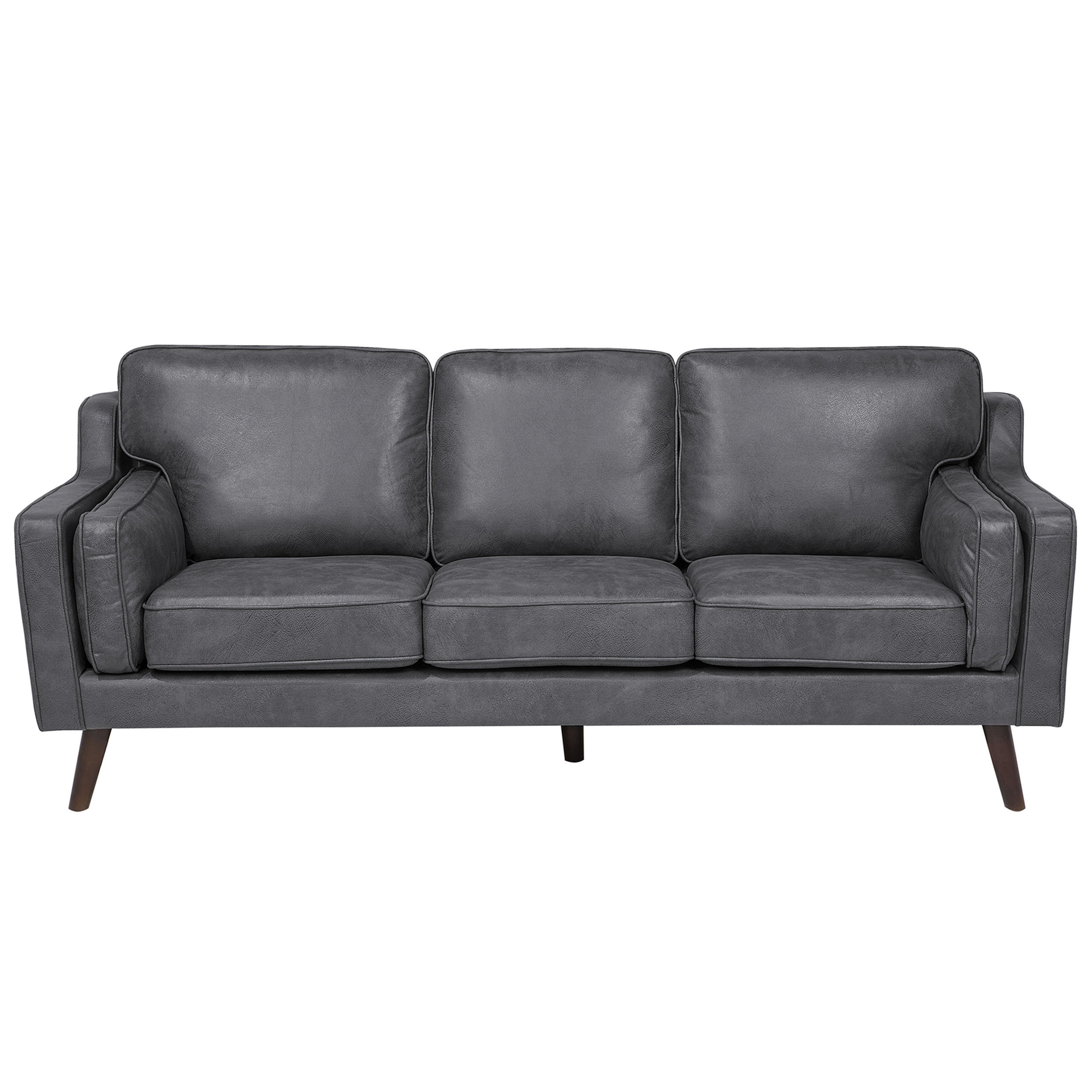 3-SITZER-SOFA Kunstleder Grau Lokka - Dunkelgrau, Textil (204/85/83cm) - Beliani
