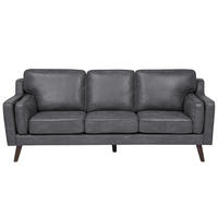 3-SITZER-SOFA Kunstleder Grau Lokka - Dunkelgrau, Textil (204/85/83cm) - Beliani