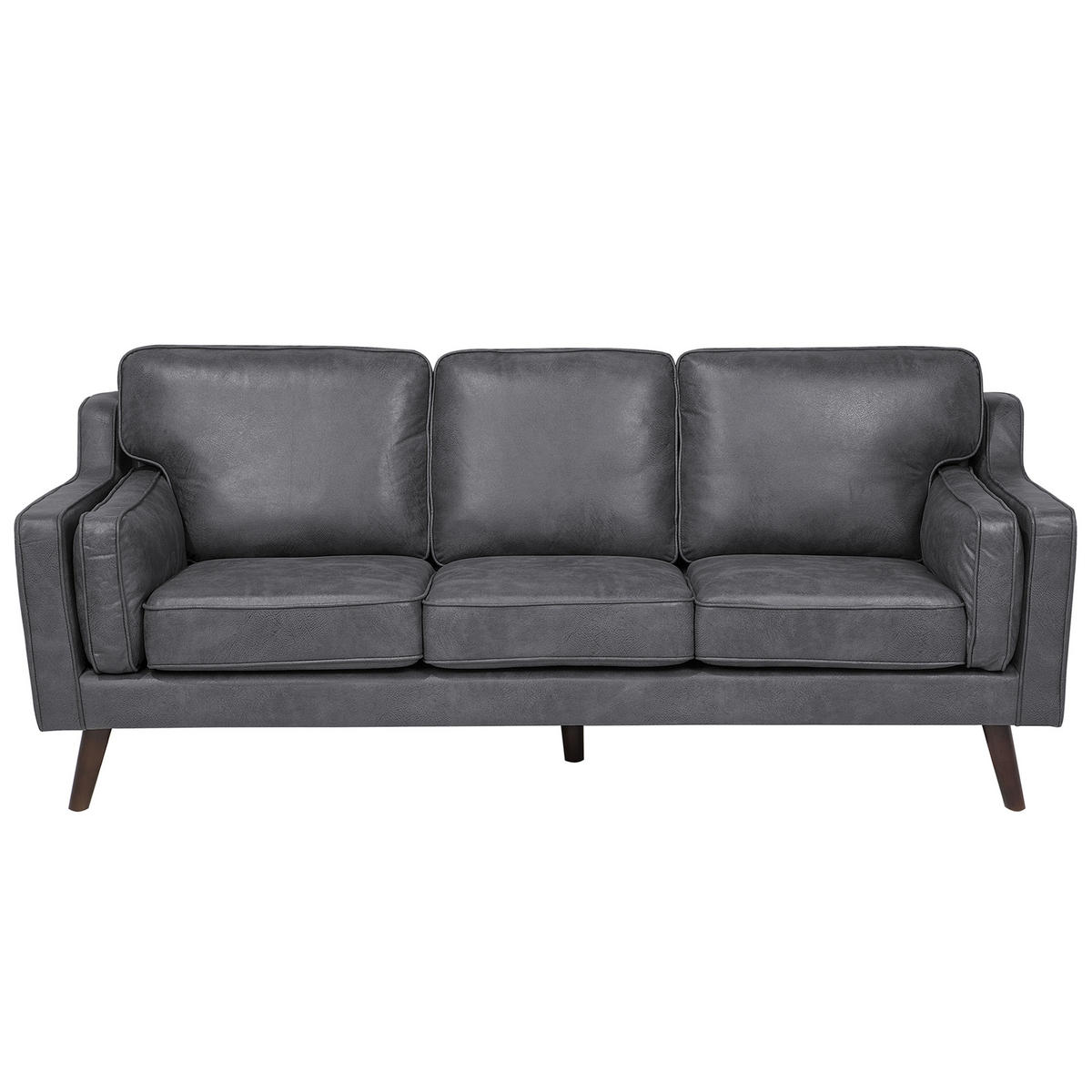 3-SITZER-SOFA Kunstleder Grau Lokka - Dunkelgrau, Textil (204/85/83cm) - Beliani