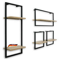 WANDREGAL 4er-Set Schwarz SYIOP MDF Metallrahmen - Braun, Holz (70/30/15cm) - DELUKE