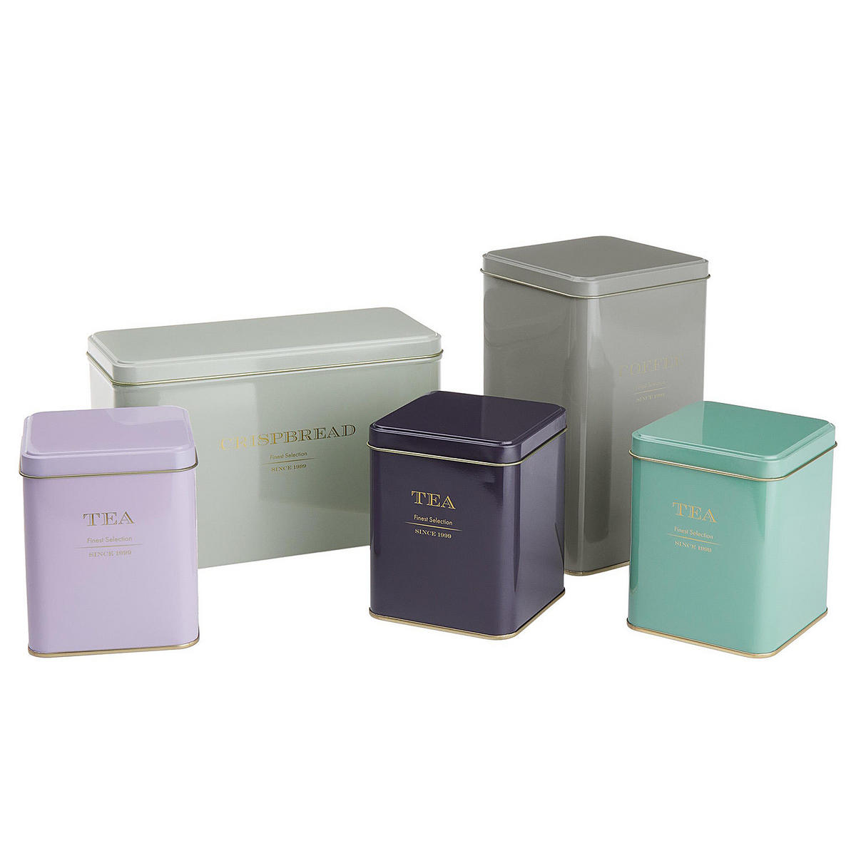 TEEDOSE (6er Set) Tin Tin - Grün, Metall (9/11/9cm) - Butlers