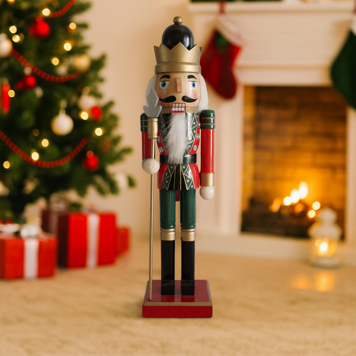 NUSSKNACKER Dekofigur 35 cm - Grün, Holz (8/35/10cm) - Mobili Rebecca