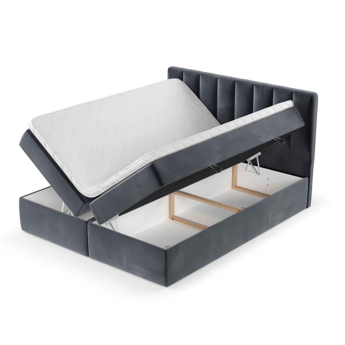 BOXBETT Bari 160/200 cm Dunkelgrau im Kronos Stoff - Dunkelgrau, Holz/Holzwerkstoff (160/200cm) - AltaBeds